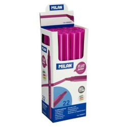 MILAN MARCADOR FLUORESCENTE JUNIOR PUNTA BISELADA ROSA CAJA 22 UD