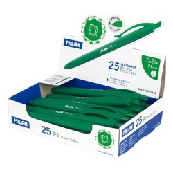 MILAN BOLIGRAFO P1 TOUCH VERDE CAJA EXPOSITORA 25U
