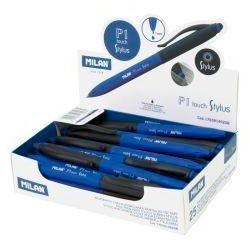 MILAN BOLÍGRAFO P1 TOUCH STYLUS PUNTERO TINTA AZUL CAJA EXPOSITORA DE 25 AZUL/NEGRO
