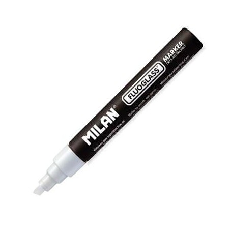 MILAN FLUOGLASS ROTULADOR BORRABLE PUNTA BISELADA BLANCO