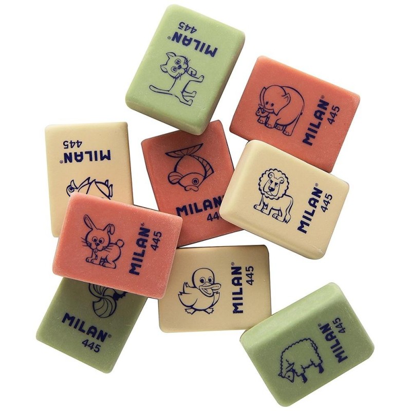 MILAN GOMA 445 MIGA DE PAN 3,1X2,3X0,9 CM COLORES SURTIDOS -CAJA 45U-