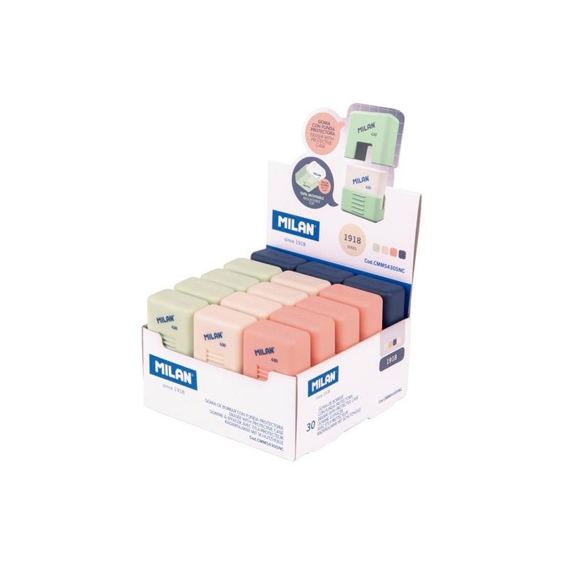 MILAN GOMA MIGA DE PAN 430 CON FUNDA SCHOOL SERIE 1918 CAJA EXPOSITORA 30 UD C/SURTIDOS