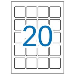 APLI ETIQUETAS ADHESIVAS 45X45MM INKJET/LÁSER C/ROMOS 20 X 20H POLIÉSTER BLANCO