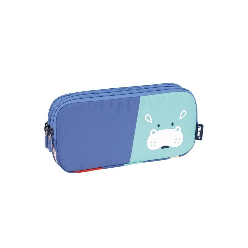 MILAN PORTATODO 3 CREMALLERAS SERIE ESPECIAL FUN ANIMALS AZUL