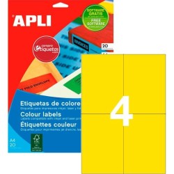 APLI ETIQUETAS ADHESIVAS 105X148MM INKJET/LÁSER C/RECTOS 4 X 20H AMARILLO