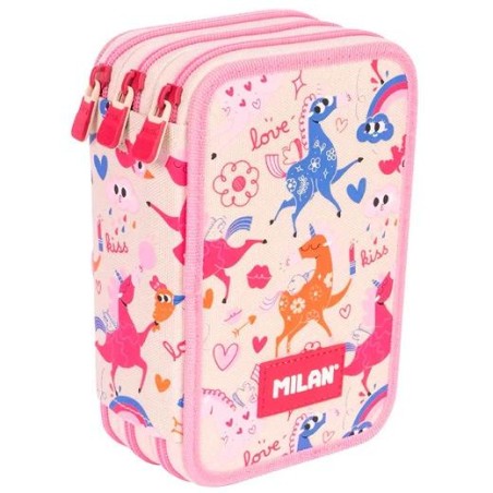 MILAN PLUMIER 3 PISOS CON CONTENIDO SERIE ESPECIAL FLOWICORN BEIGE