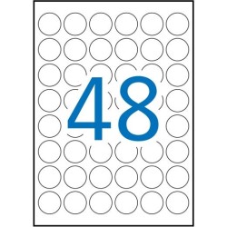 APLI ETIQUETAS ADHESIVAS CIRCULARES Ø30MM INKJET/LÁSER 48 X 25H BLANCO