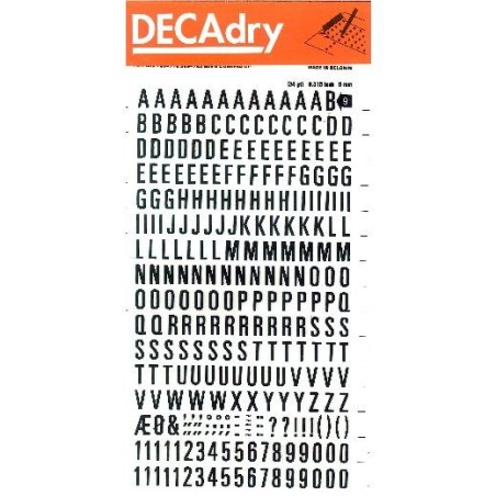 APLI LETRAS Y NÚMEROS TRANSFERIBLES 8MM 277 CARACTERES NEGRO