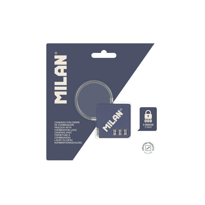 MILAN CANDADO TSA CON CIERRE DE COMBINACIÓN COLECCIÓN 430 SINCE 1918 AZUL