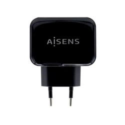 AISENS CARGADOR USB 17W 5V/3.4A, 2X USB-A CON CONTROL AI NEGRO