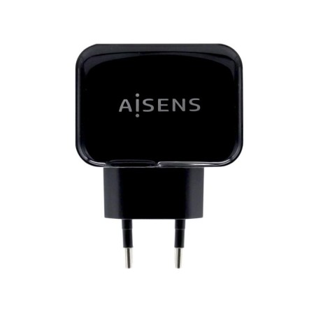 AISENS CARGADOR USB 17W 5V/3.4A, 2X USB-A CON CONTROL AI NEGRO