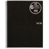 MIQUELRIUS CUADERNO ESPIRAL 150H A5 5X5MM 70GR 2 TALADROS MICROPERFORADO 6 BANDAS COLOR TAPA PP NEGRO