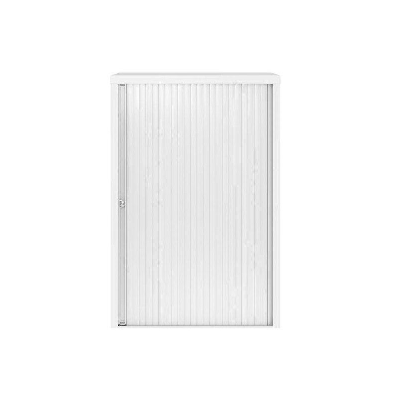 ARMARIO METÁLICO 1 PUERTA PERSIANA CORREDERA 105X80X45 CM (ANCHO X FONDO X ALTO) INCLUYE 2 BALDAS ACABADO EN GRIS. (MONTADO)