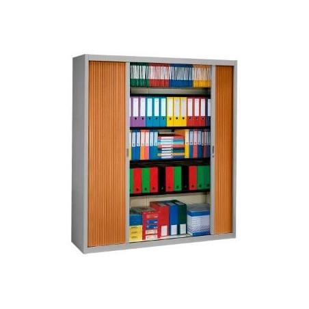 ARMARIO METÁLICO DOS PUERTAS PERSIANA CORREDERAS 100X45X198 CM (ANCHO X FONDO X ALTO) INCLUYE 4 BALDAS MARRON ( MONTADO)