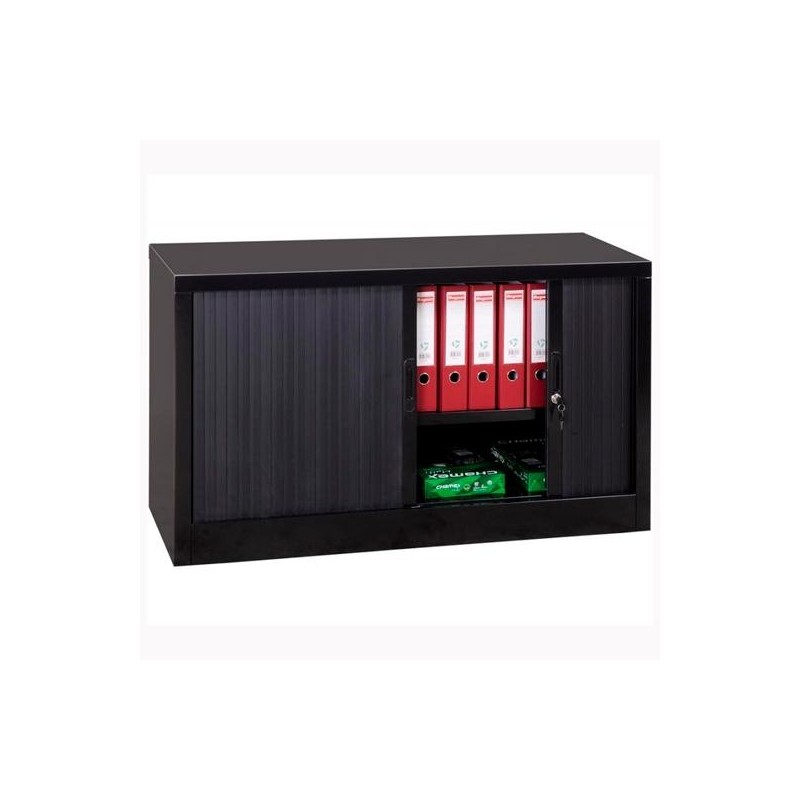 ARMARIO METÁLICO DOS PUERTAS PERSIANA CORREDERAS 100X45X100 CM (ANCHO X FONDO X ALTO) INCLUYE 2 BALDAS ACABADO EN ANTRACITA (MON