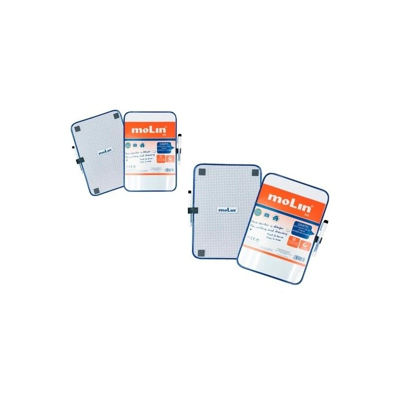 MOLIN PIZARRA BLANCA MAGNÉTICA DOBLE CARA BLANCA/CUADRICULADA A3 (30X42CM) + ROTULADOR