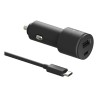 MOTOROLA CARGADOR DE COCHE 1 USB-A - 1 USB-C CON CABLE 45W NEGRO
