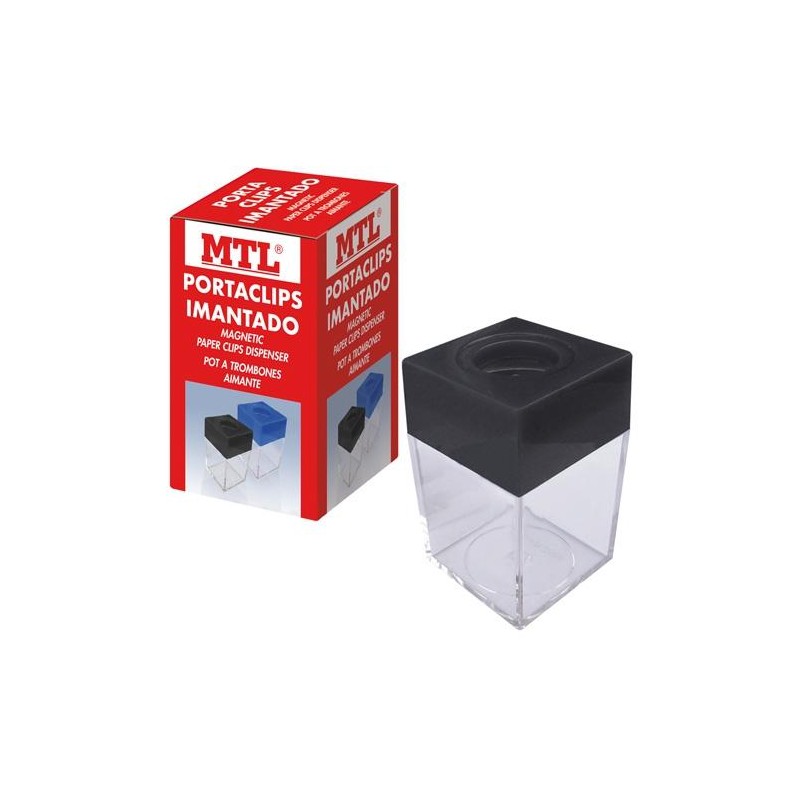 MTL PORTACLIPS IMANTADO DEPÓSITO TRANSPARENTE PLÁSTICO EMBOCADURA NEGRO