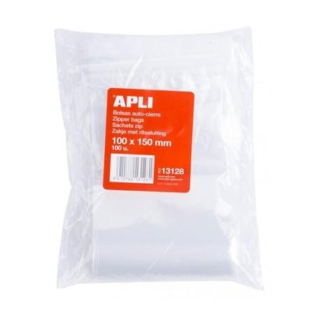 APLI BOLSAS AUTOCIERRE 100X150MM LDPE TRANSPARENTE PACK 100 UD