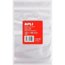 APLI BOLSAS AUTOCIERRE 120X180MM LDPE TRANSPARENTE PACK 100 UD