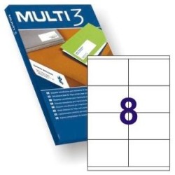 MULTI-3 ETIQUETAS ADHESIVAS 97X67,7MM INKJET/LÁSER C/RECTOS 8 X 100H BLANCO
