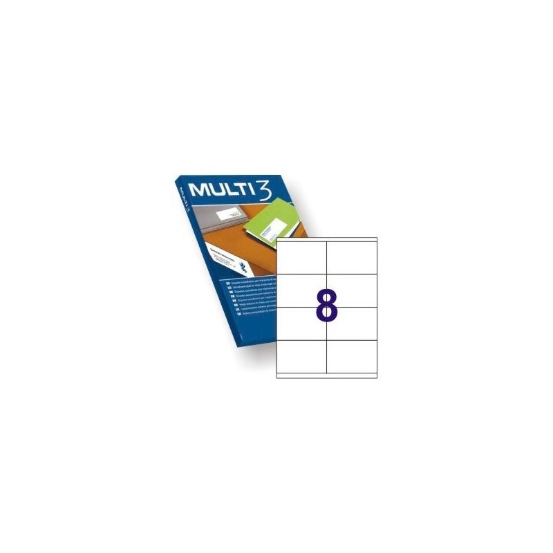 MULTI-3 ETIQUETAS ADHESIVAS 97X67,7MM INKJET/LÁSER C/RECTOS 8 X 100H BLANCO