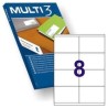 MULTI-3 ETIQUETAS ADHESIVAS 97X67,7MM INKJET/LÁSER C/RECTOS 8 X 100H BLANCO