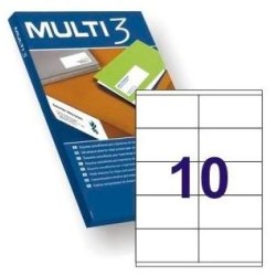 MULTI-3 ETIQUETAS ADHESIVAS 105X57MM INKJET/LÁSER C/RECTOS 10 X 500H BLANCO