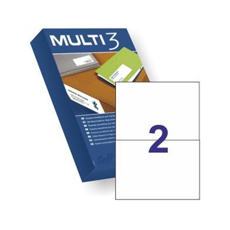 MULTI-3 ETIQUETAS ADHESIVAS 210X148MM INKJET/LÁSER C/RECTOS 2 X 500H BLANCO