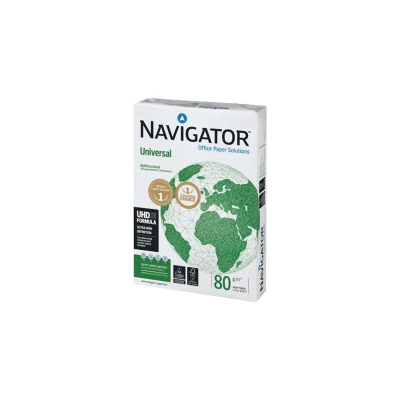 NAVIGATOR PAPEL UNIVERSAL DIN A4 80GR PAQUETE 500H BLANCO -CAJA 5 UD- *** MAS DE 7 CAJAS SE PALETIZA, SERVICIO PUERTA BAJO, NO S