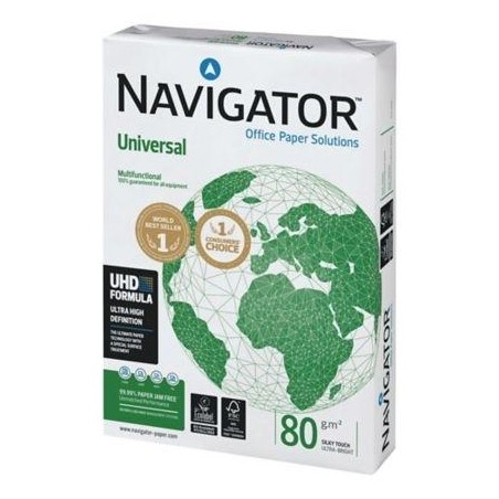 NAVIGATOR PAPEL UNIVERSAL DIN A4 80GR PAQUETE 500H BLANCO -CAJA 5 UD- *** MAS DE 7 CAJAS SE PALETIZA, SERVICIO PUERTA BAJO, NO S