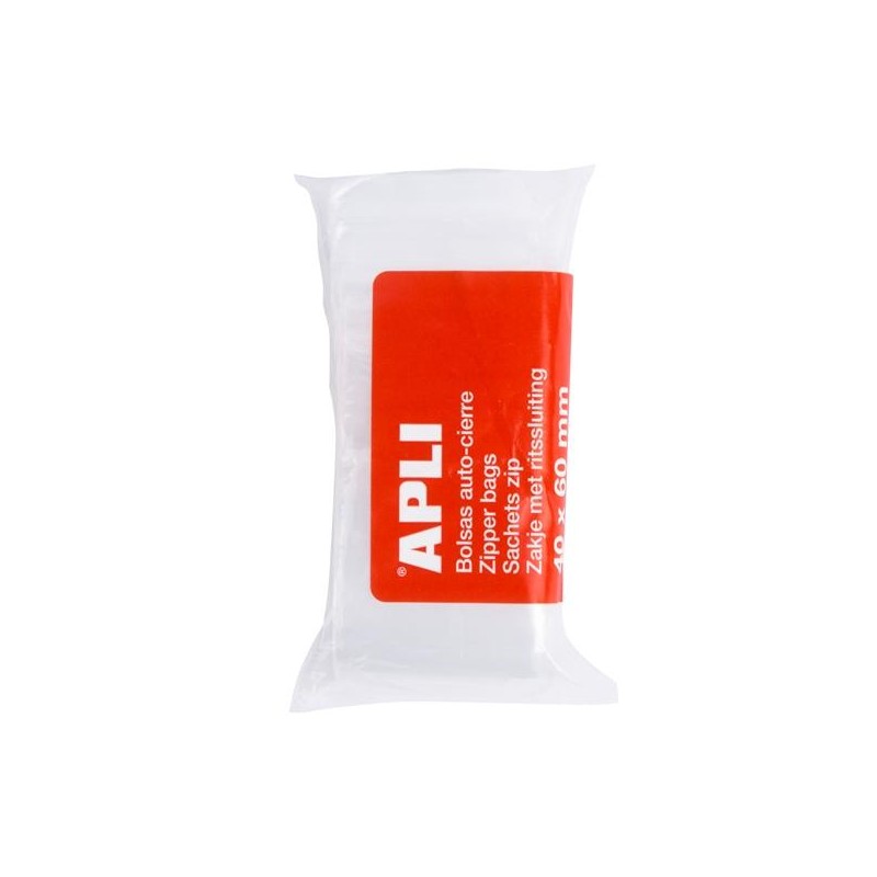 APLI BOLSAS AUTOCIERRE 40X60MM LDPE TRANSPARENTE PACK 100 UD