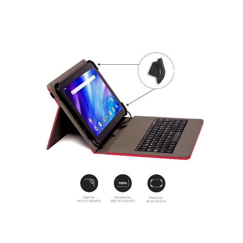 NILOX FUNDA TABLET 9,7" A 10´5" CON TECLADO USB ROJO
