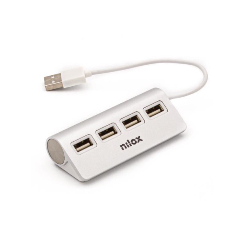 NILOX HUB 4 PUERTOS USB 2.0 CABLE 15,5 CM ALUMINIO BLANCO