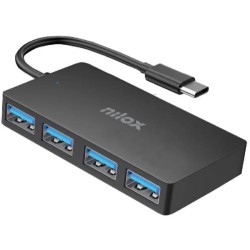 NILOX HUB 4 PUERTOS USB-A 3.2 CABLE 15,5 CM ALUMINIO NEGRO