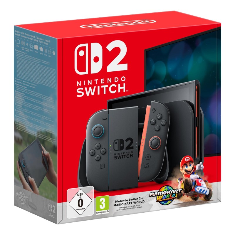 NINTENDO SWITCH 2 + MARIO KART WORLD 256GB PANTALLA TACTIL WIFI NEGRO