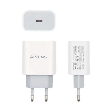 AISENS CARGADOR USB-C PD3.0 20W ALTA EFICIENCIA 5V/3A 9V/2,2A 12V/1,66A BLANCO