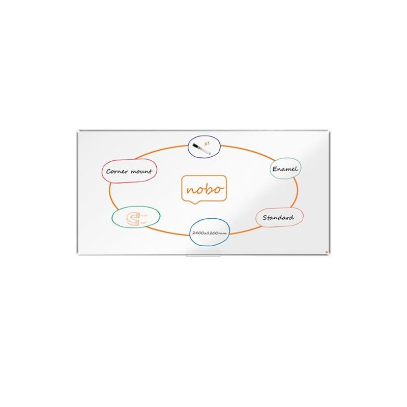 NOBO PIZARRA PREMIUM PLUS DE ACERO VITRIFICADO 240X120CM BLANCO