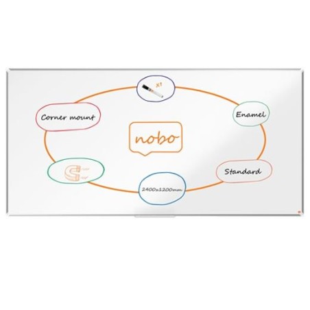 NOBO PIZARRA PREMIUM PLUS DE ACERO VITRIFICADO 240X120CM BLANCO