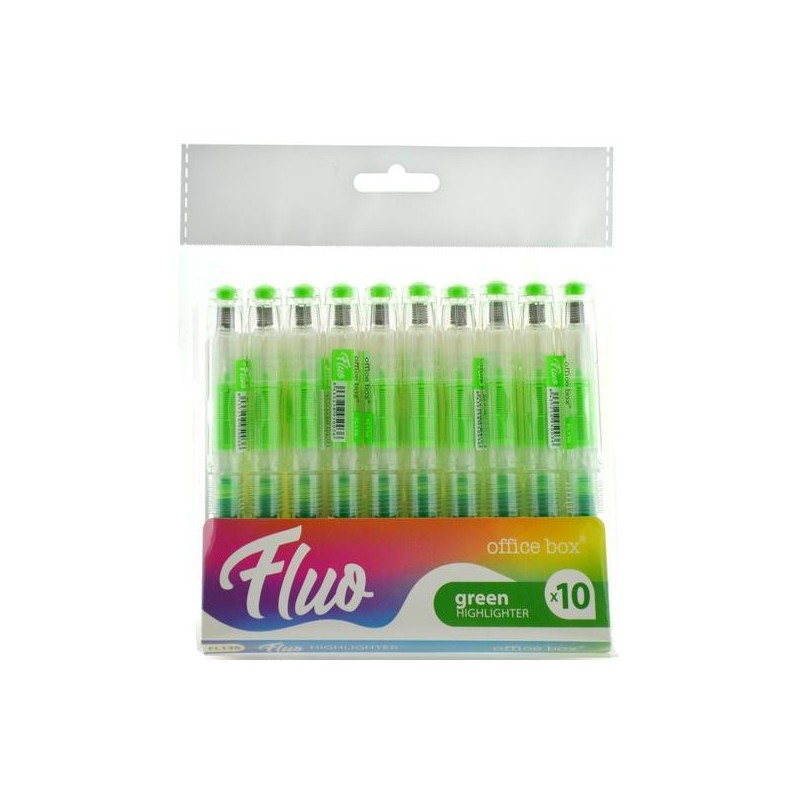 OFFICE BOX MARCADOR FLUORESCENTE FLUO RECARGABLE VERDE PACK 10 UD