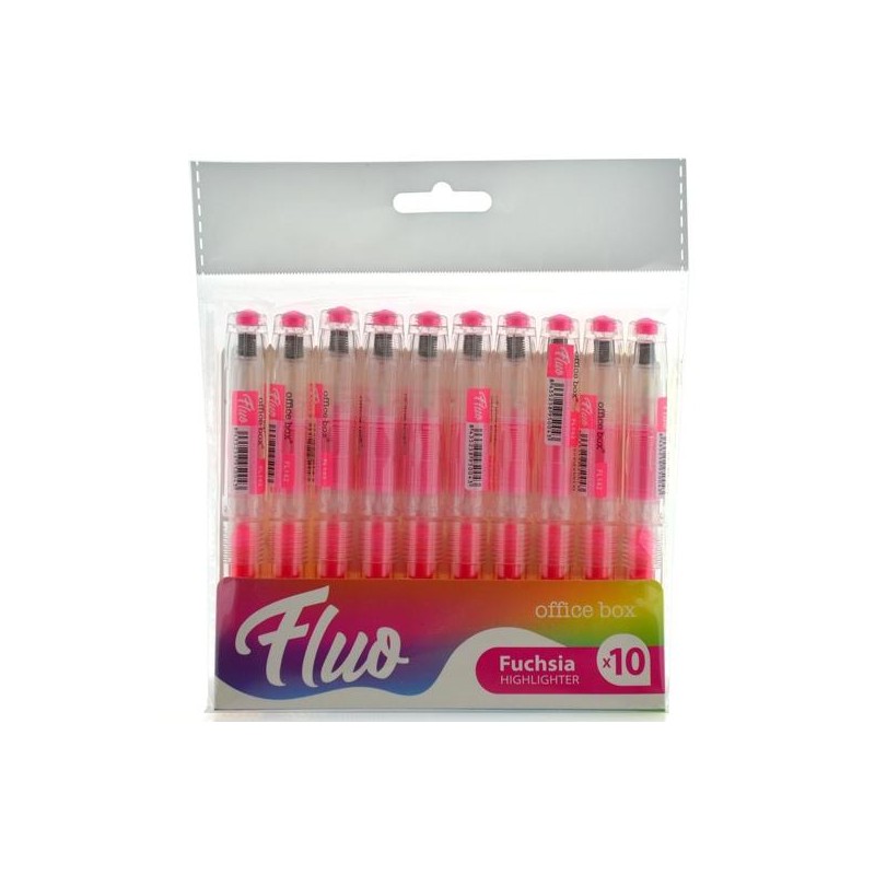 OFFICE BOX MARCADOR FLUORESCENTE FLUO RECARGABLE ROSA PACK 10 UD