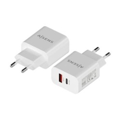 AISENS CARGADOR 1XUSB-C PD3.0, 1XUSB-A QC3.0 20W BLANCO