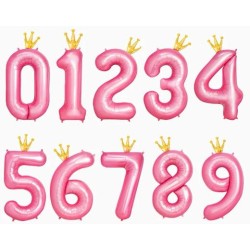 OH YEAH GLOBO POLIAMIDA Nº0 CON CORONA 115CM ROSA PASTEL Y ORO