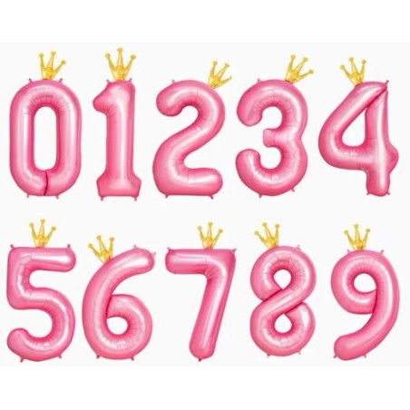 OH YEAH GLOBO POLIAMIDA Nº0 CON CORONA 115CM ROSA PASTEL Y ORO