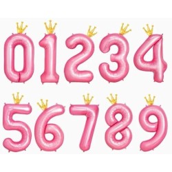 OH YEAH GLOBO POLIAMIDA Nº2 CON CORONA 115CM ROSA PASTEL Y ORO