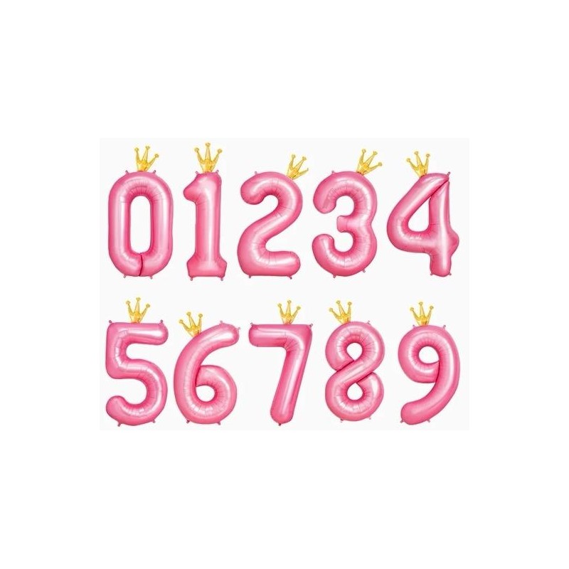 OH YEAH GLOBO POLIAMIDA Nº2 CON CORONA 115CM ROSA PASTEL Y ORO