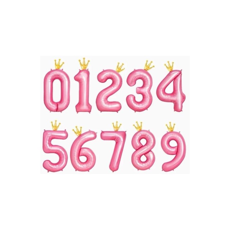 OH YEAH GLOBO POLIAMIDA Nº3 CON CORONA 115CM ROSA PASTEL Y ORO