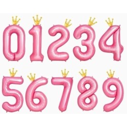 OH YEAH GLOBO POLIAMIDA Nº5 CON CORONA 115CM ROSA PASTEL Y ORO