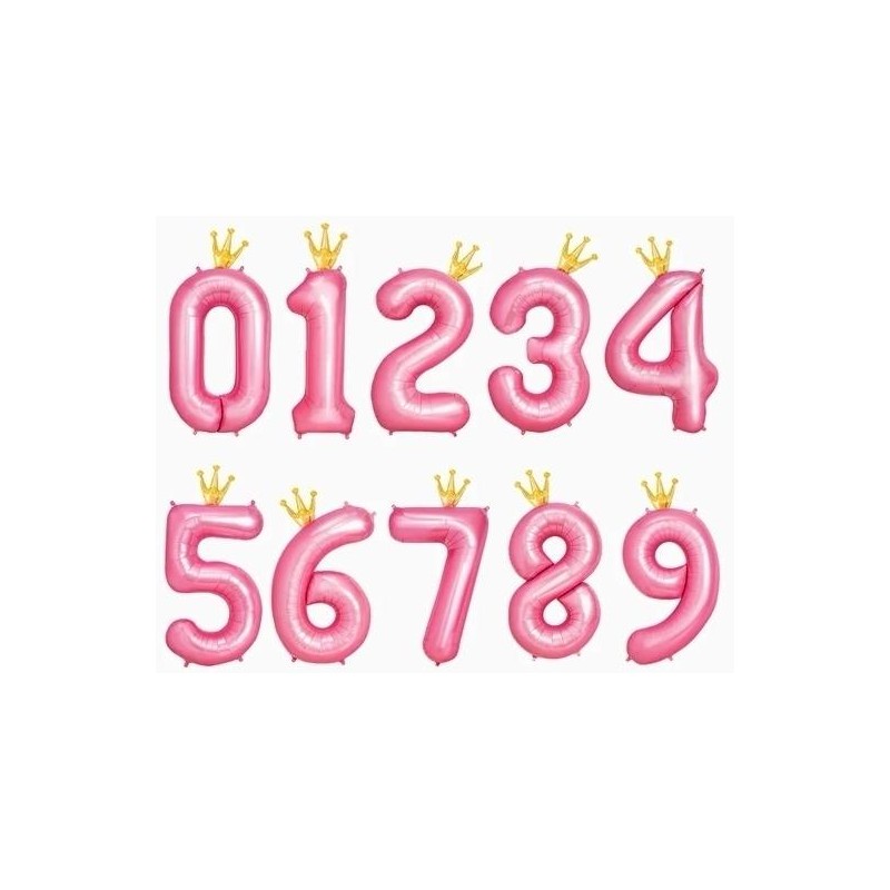 OH YEAH GLOBO POLIAMIDA Nº5 CON CORONA 115CM ROSA PASTEL Y ORO