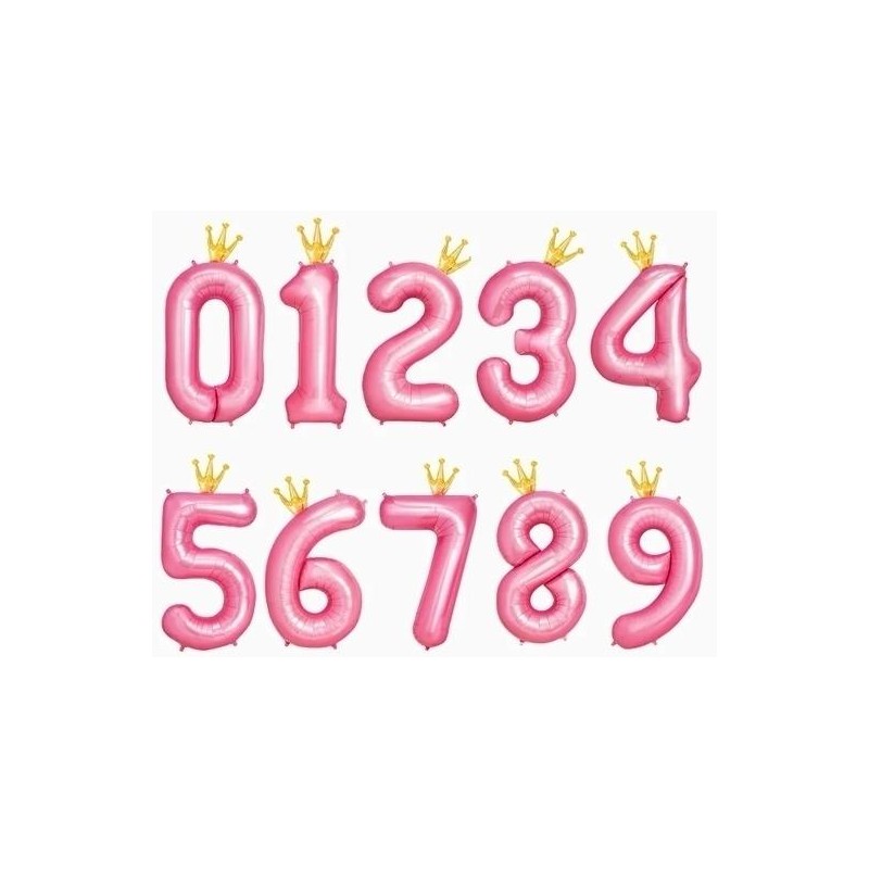 OH YEAH GLOBO POLIAMIDA Nº6 CON CORONA 115CM ROSA PASTEL Y ORO